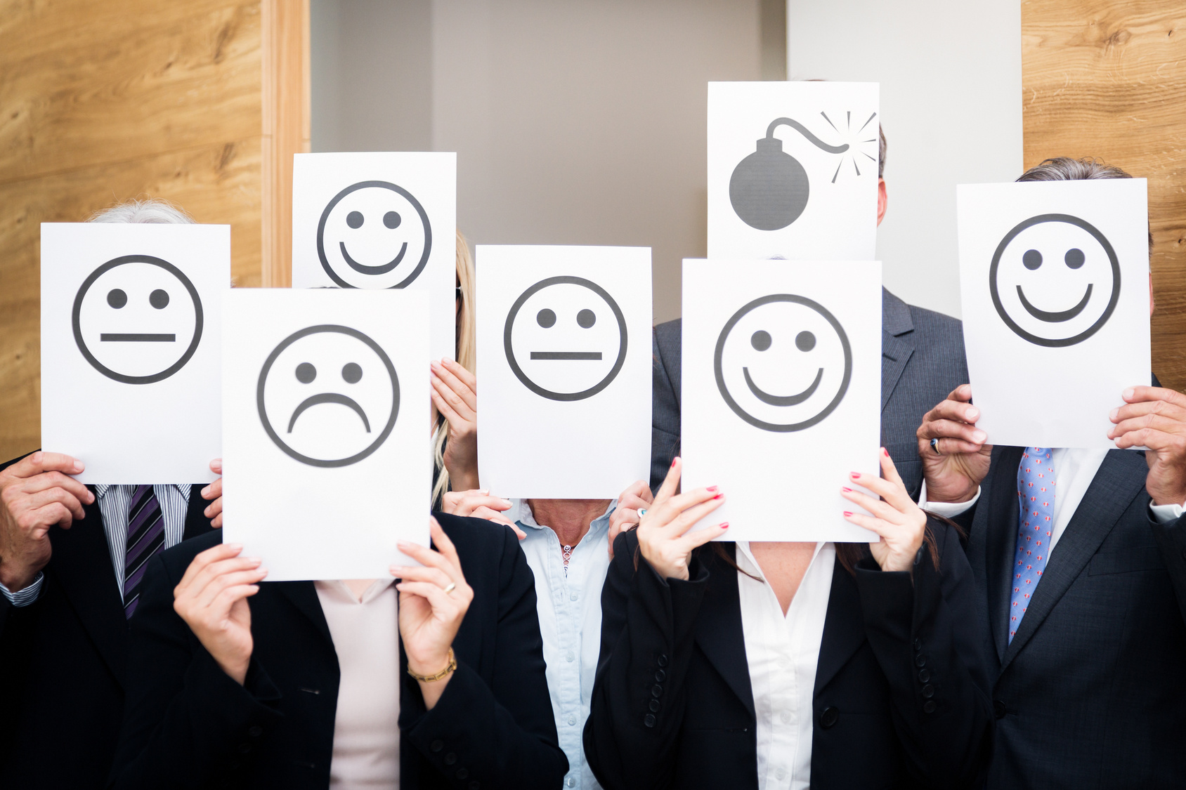 Business Team Feeling Sad, Happy Or Neutral